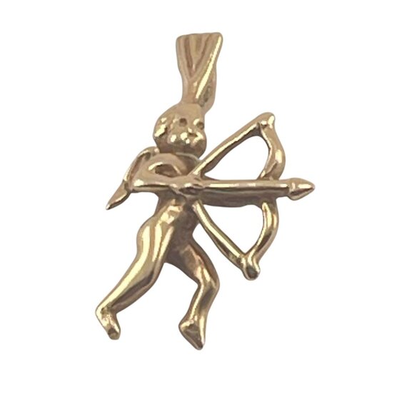 10K Gold Cupid Pendant With Bow & Arrow 3/4" - Picture 5 of 8